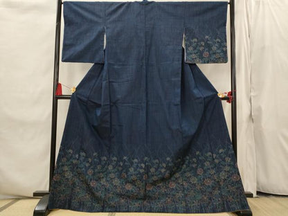 平和屋着物■訪問着　紬地　草花文　正絹　逸品　AABI8273st
