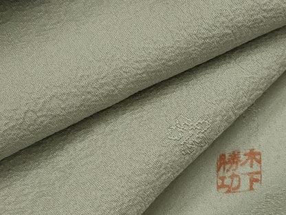 平和屋着物■英王室献上友禅作家　木下勝功　色無地　花唐草地紋　利休鼠色　正絹　逸品　AABI8275st