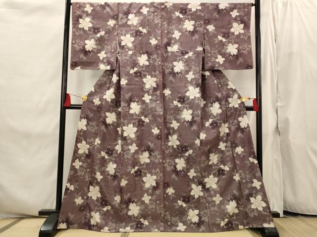 平和屋着物■上質な紬　草花文　正絹　逸品　AABI8276st