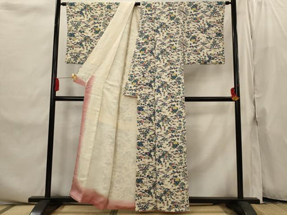 平和屋着物■上質な小紋　花鳥文　正絹　逸品　AABI8279st