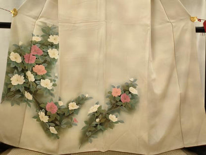平和屋着物■訪問着　手描き　草花文　暈し染め　正絹　逸品　AABI8282st
