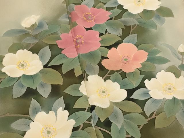 平和屋着物■訪問着　手描き　草花文　暈し染め　正絹　逸品　AABI8282st