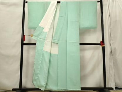 平和屋着物■上質な色無地　紋意匠　青竹色　正絹　逸品　AABI8284st