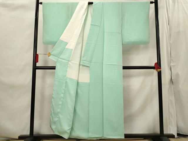 平和屋着物■上質な色無地　紋意匠　青竹色　正絹　逸品　AABI8284st
