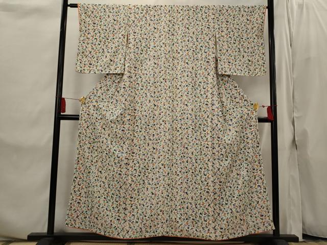 平和屋着物■上質な小紋　型染め　枝梅文　正絹　逸品　AABI8290st
