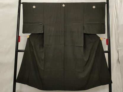 平和屋着物■男性　黒紋付　正絹　逸品　AABI8292st