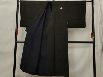 平和屋着物■男性　黒紋付　正絹　逸品　AABI8292st