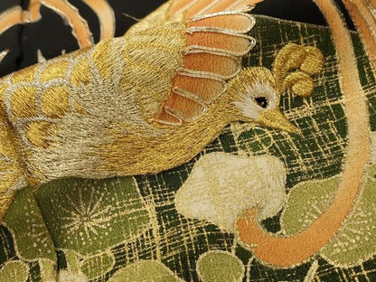 平和屋着物■豪華黒留袖　駒刺繍　鳳凰枝梅文　金銀糸　金彩　正絹　逸品　AABI8296st