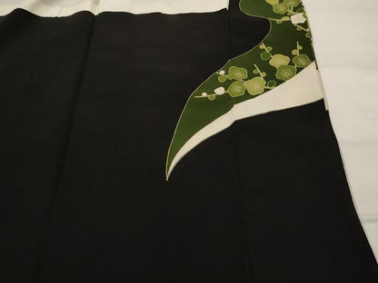 平和屋着物■豪華黒留袖　駒刺繍　鳳凰枝梅文　金銀糸　金彩　正絹　逸品　AABI8296st