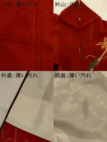 平和屋着物■豪華振袖　駒刺繍　花蝶文　暈し染め　金彩　正絹　逸品　AABI8298st