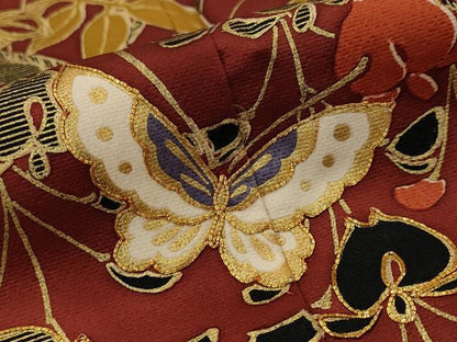 平和屋着物■豪華振袖　駒刺繍　花蝶文　暈し染め　金彩　正絹　逸品　AABI8298st