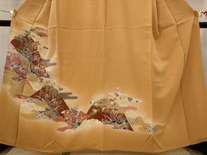 平和屋着物■訪問着　遠山花文　暈し染め　金彩　正絹　逸品　AABI8299st