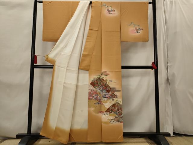 平和屋着物■訪問着　遠山花文　暈し染め　金彩　正絹　逸品　AABI8299st