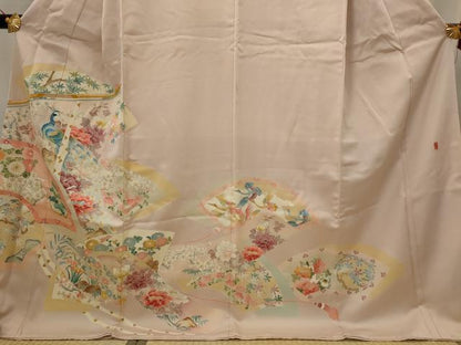 平和屋着物■豪華色留袖　作家物　地紙花鳥文　ロング丈　正絹　逸品　AABI8300st