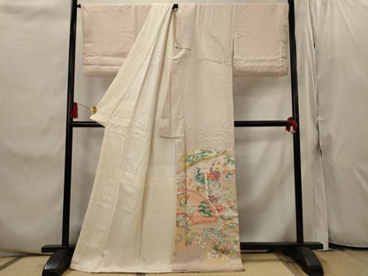 平和屋着物■豪華色留袖　作家物　地紙花鳥文　ロング丈　正絹　逸品　AABI8300st