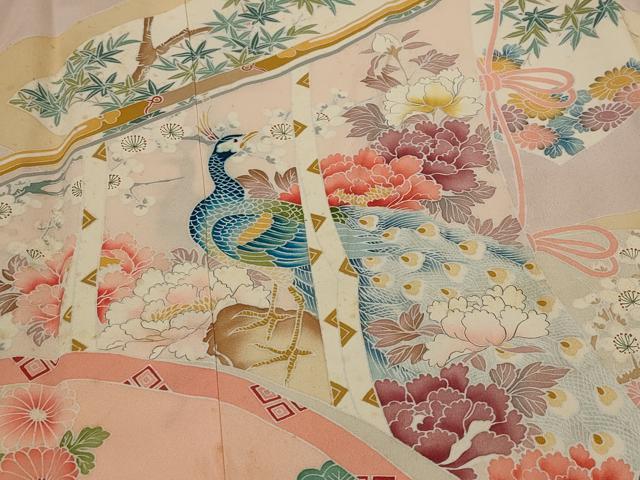 平和屋着物■豪華色留袖　作家物　地紙花鳥文　ロング丈　正絹　逸品　AABI8300st