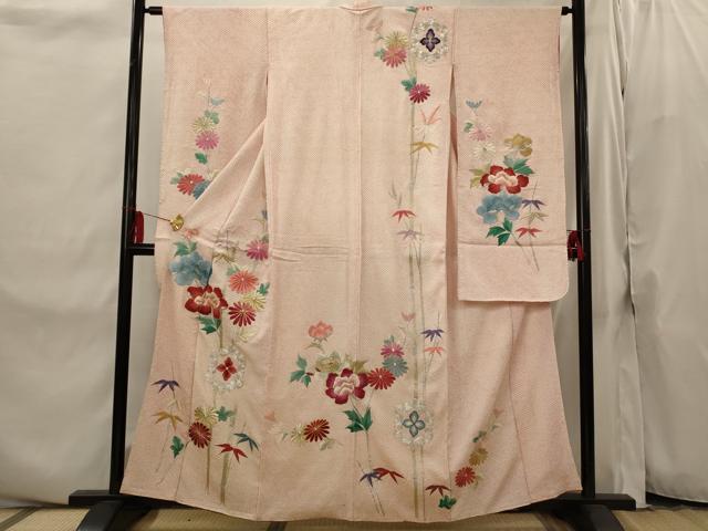 平和屋着物■豪華振袖　総絞り　駒刺繍　笹竹花文　金銀糸　正絹　逸品　AABI8301st