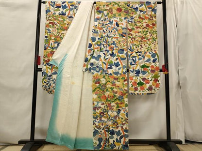 平和屋着物■豪華振袖　駒刺繍　草花文　金彩　正絹　逸品　AABI8302st