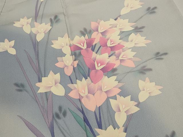 平和屋着物■訪問着　手描き　草花文　暈し染め　正絹　逸品　AABI8303st