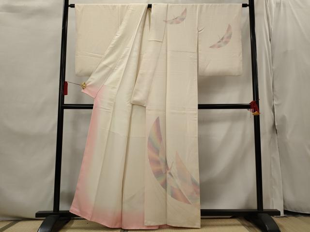 平和屋着物■訪問着　作家物　刺繍　飛鶴文　正絹　逸品　AABI8304st