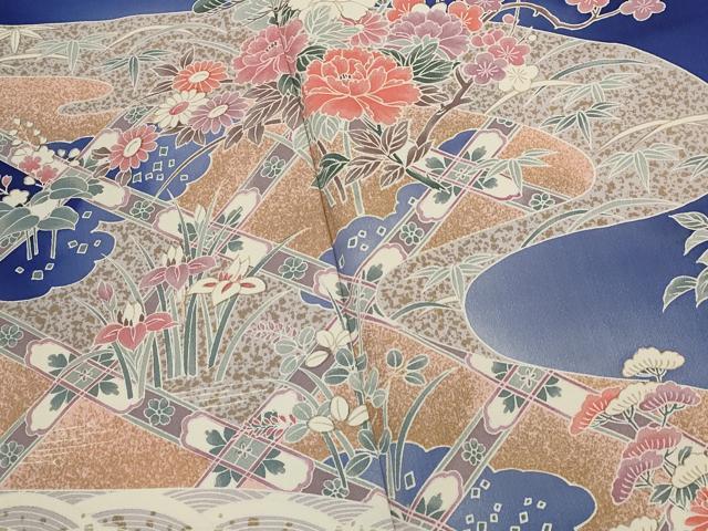 平和屋着物■訪問着　流水花文　金彩　正絹　逸品　AABI8305st