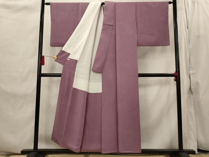平和屋着物■上質な色無地　草花地紋　京紫色　正絹　逸品　AABI8310st