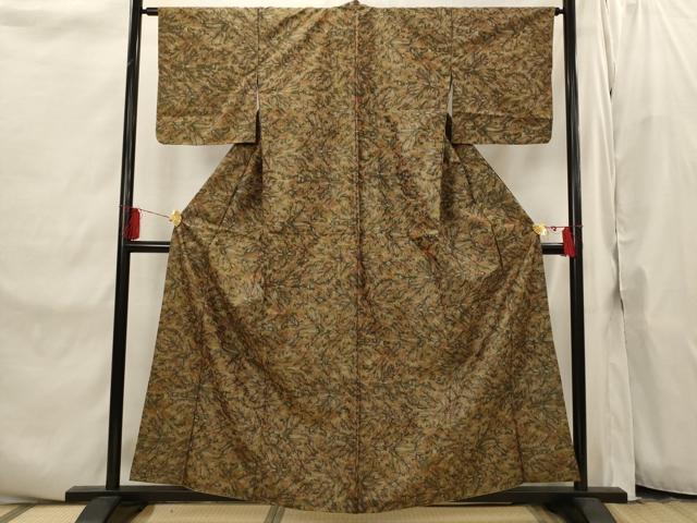平和屋着物■本場大島紬　7マルキ　枝葉文　正絹　逸品　AABI8311st