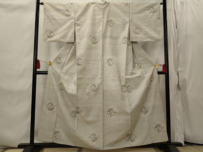 平和屋着物■上質な紬　亀甲絣　松皮菱花文　正絹　逸品　AABI8320st