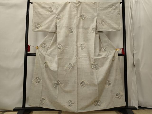 平和屋着物■上質な紬　亀甲絣　松皮菱花文　正絹　逸品　AABI8320st