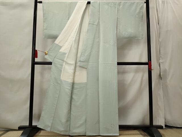 平和屋着物■上質な色無地　吉祥切嵌地紋　秘色色　正絹　逸品　未使用　AABI8322st