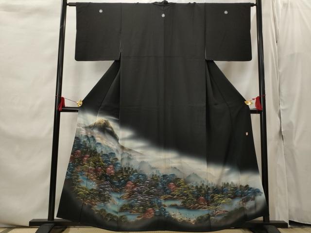 平和屋着物■豪華黒留袖　作家物　枝松文　暈し染め　金彩　正絹　逸品　AABI8325st