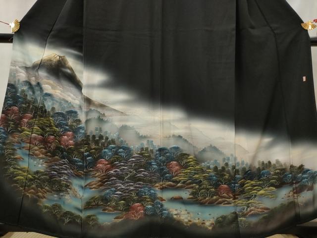 平和屋着物■豪華黒留袖　作家物　枝松文　暈し染め　金彩　正絹　逸品　AABI8325st