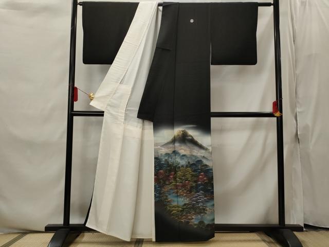 平和屋着物■豪華黒留袖　作家物　枝松文　暈し染め　金彩　正絹　逸品　AABI8325st