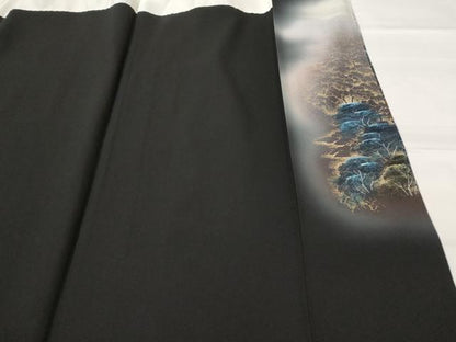 平和屋着物■豪華黒留袖　作家物　枝松文　暈し染め　金彩　正絹　逸品　AABI8325st