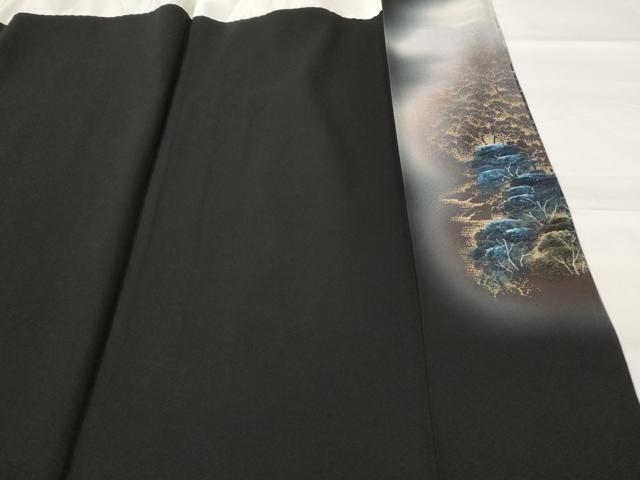 平和屋着物■豪華黒留袖　作家物　枝松文　暈し染め　金彩　正絹　逸品　AABI8325st