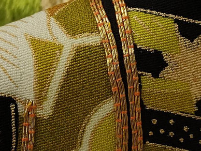 平和屋着物■豪華黒留袖　駒刺繍　花車文　金彩　金糸　正絹　逸品　AABI8326st