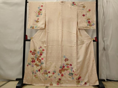 平和屋着物■訪問着　駒刺繍　松皮菱花文　金銀糸　正絹　逸品　AABI8327st