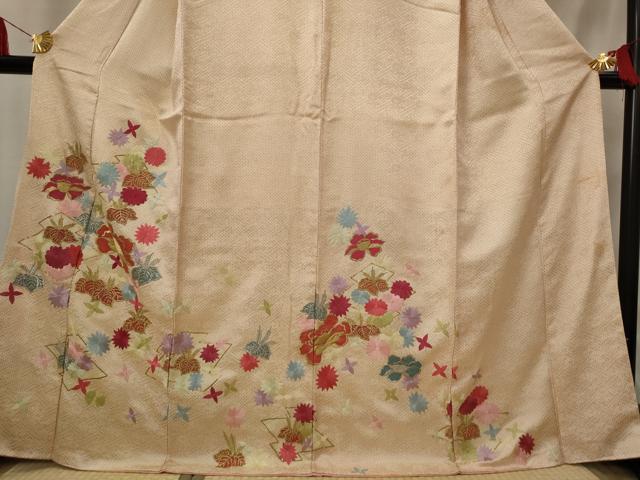 平和屋着物■訪問着　駒刺繍　松皮菱花文　金銀糸　正絹　逸品　AABI8327st