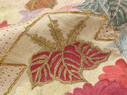 平和屋着物■訪問着　駒刺繍　松皮菱花文　金銀糸　正絹　逸品　AABI8327st