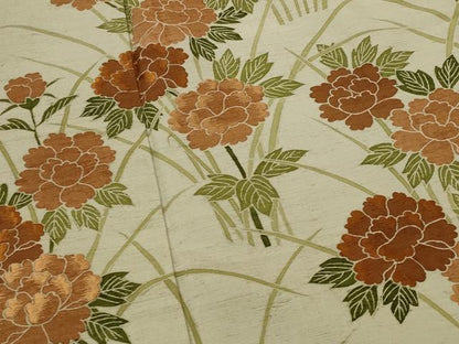 平和屋着物■訪問着　紬地　刺繍　草花文　正絹　逸品　AABI8329st
