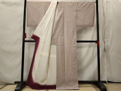 平和屋着物■上質な紬　色無地　薄柿色　正絹　逸品　AABI8330st