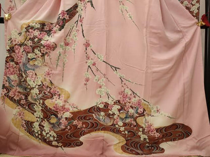 平和屋着物■豪華振袖　流水花鳥文　暈し染め　金彩　正絹　逸品　AABI8332st