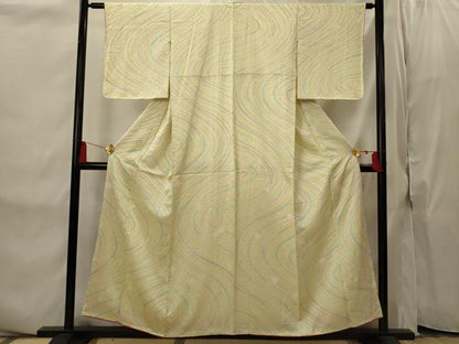 平和屋着物■上質な小紋　絞り　流水文　正絹　逸品　未使用　AABI8333st