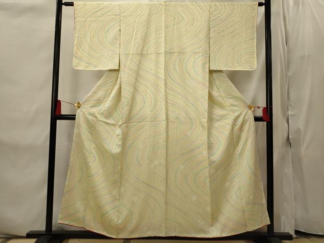 平和屋着物■上質な小紋　絞り　流水文　正絹　逸品　未使用　AABI8333st