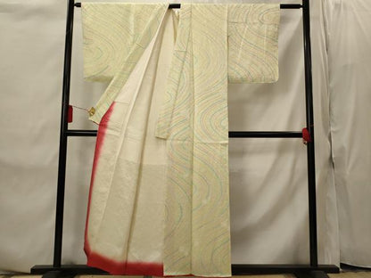 平和屋着物■上質な小紋　絞り　流水文　正絹　逸品　未使用　AABI8333st