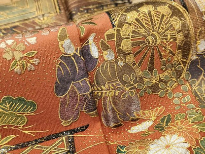 平和屋着物■豪華黒留袖　作家物　人物風景文　暈し染め　金彩　正絹　逸品　AABI8336st