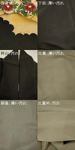 平和屋着物■豪華黒留袖　駒刺繍　御所車花松文　金彩　正絹　逸品　AABI8337st