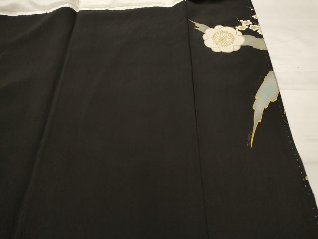 平和屋着物■豪華黒留袖　駒刺繍　花鳥文　金銀糸　金彩　正絹　逸品　AABI8338st