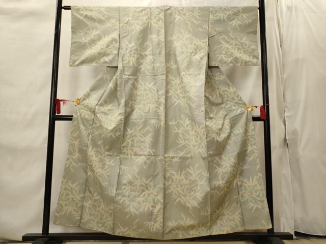 平和屋着物■上質な紬　笹の葉文　正絹　逸品　AABI8340st