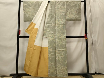 平和屋着物■上質な紬　笹の葉文　正絹　逸品　AABI8340st